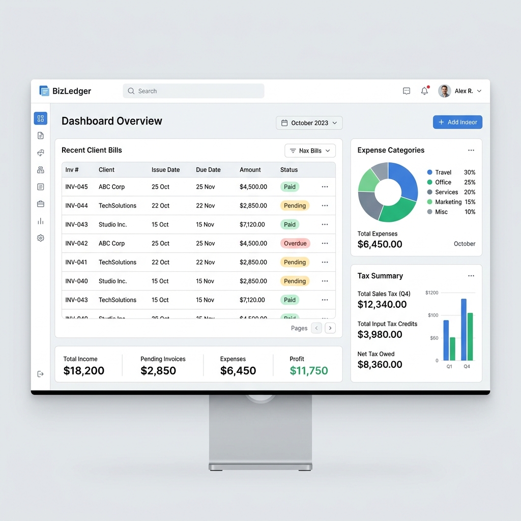 Arnav Softech Invoicing Dashboard Mockup